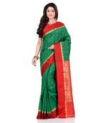 Green hand woven kanchipuram silk saree with blouse