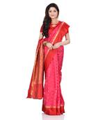 Pink hand woven kanchipuram silk saree with blouse