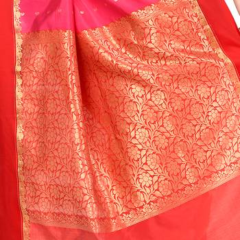 Pink hand woven kanchipuram silk saree with blouse 4