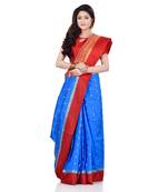   sky blue hand woven kanchipuram silk saree with blouse