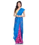 Blue Hand Woven Cotton Saree Without Blouse