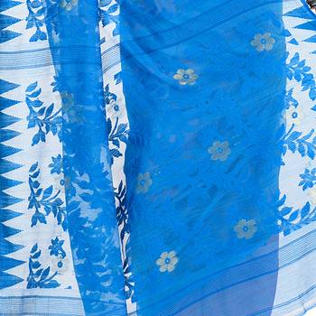 Blue Hand Woven Cotton Saree Without Blouse 4