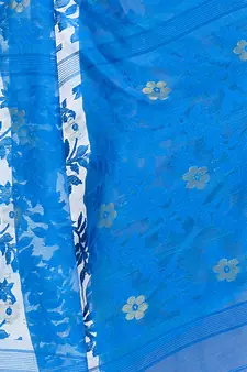 Blue Hand Woven Cotton Saree Without Blouse