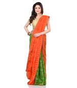 Orange Hand Woven Cotton Saree Without Blouse