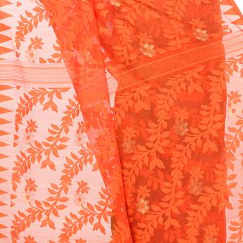 Orange Hand Woven Cotton Saree Without Blouse 4