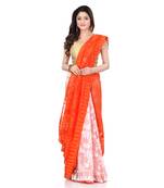 Orange Hand Woven Cotton Saree Without Blouse