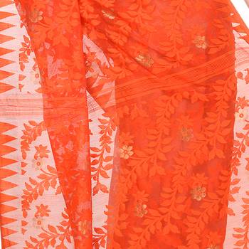 Orange Hand Woven Cotton Saree Without Blouse 4