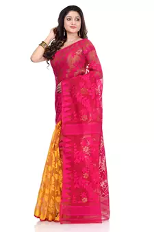 Multicolor Hand Woven Cotton Saree Without Blouse