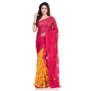 Multicolor Hand Woven Cotton Saree Without Blouse 5