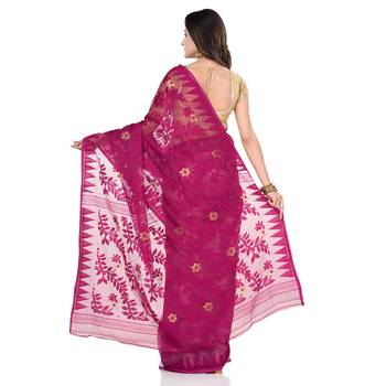 Multicolor Hand Woven Cotton Saree Without Blouse 2