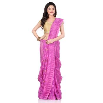   purple hand woven cotton saree  1
