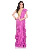   purple hand woven cotton saree 