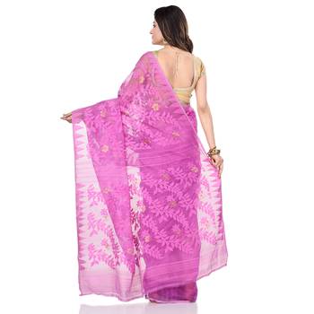   purple hand woven cotton saree  2