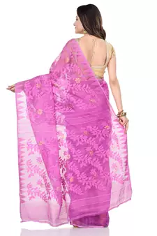   purple hand woven cotton saree 