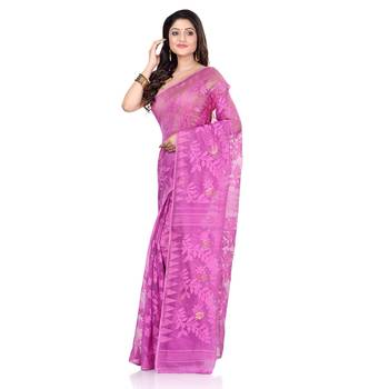   purple hand woven cotton saree  3