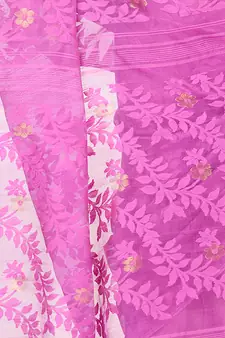   purple hand woven cotton saree 