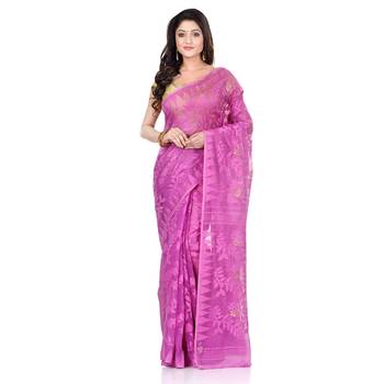   purple hand woven cotton saree  5