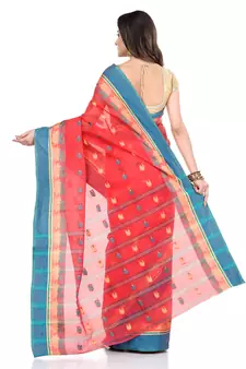 Light Red Hand Woven Cotton Saree Without Blouse