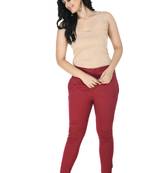 Maroon Cotton  Plain Stitched   Pants