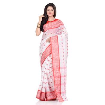 White hand woven cotton saree  5