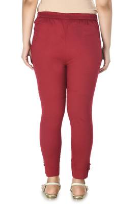 Maroon Cotton  Plain Stitched   Pants 3