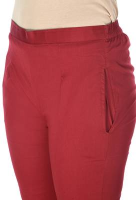 Maroon Cotton  Plain Stitched   Pants 4