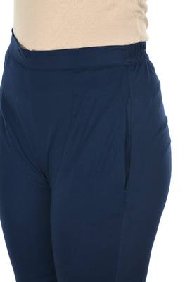 Navy Blue Cotton  Plain Stitched   Pants 4