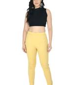 Beige Cotton  Plain Stitched   Pants