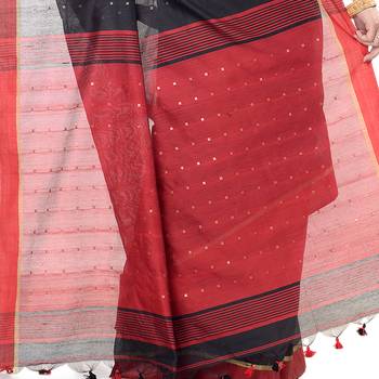   multicolor hand woven cotton saree with blouse 4