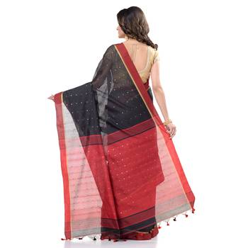   multicolor hand woven cotton saree with blouse 5
