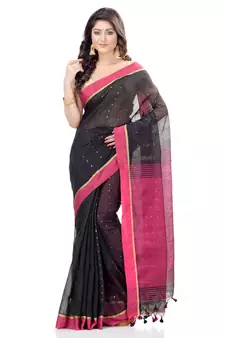   multicolor hand woven cotton saree with blouse