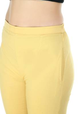 Beige Cotton  Plain Stitched   Pants 4
