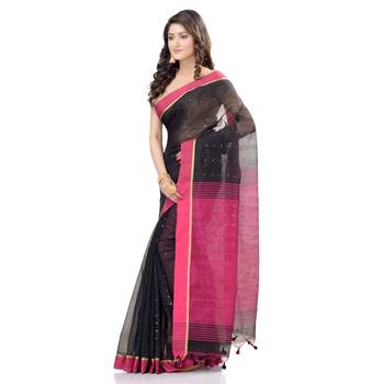   multicolor hand woven cotton saree with blouse 3