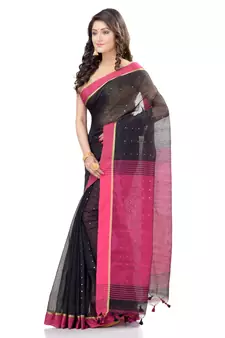   multicolor hand woven cotton saree with blouse