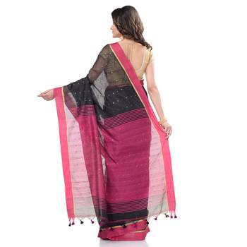   multicolor hand woven cotton saree with blouse 4