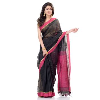   multicolor hand woven cotton saree with blouse 5