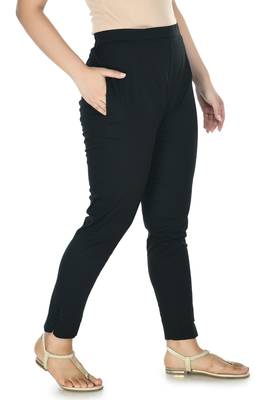 Black  Cotton  Plain Stitched   Pants 2