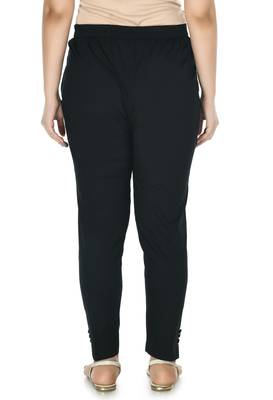 Black  Cotton  Plain Stitched   Pants 3