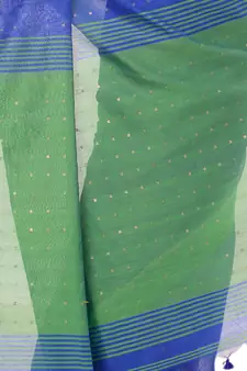   dark blue hand woven cotton saree with blouse
