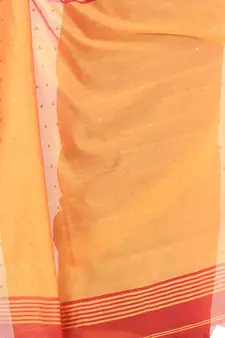 Red hand woven cotton saree with blouse