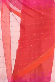 Pink hand woven cotton saree with blouse