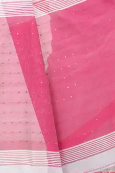 White hand woven cotton saree with blouse