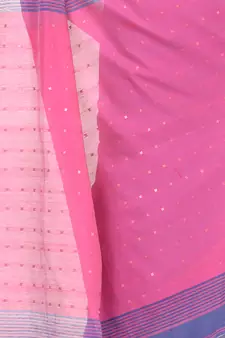 Blue hand woven cotton saree with blouse