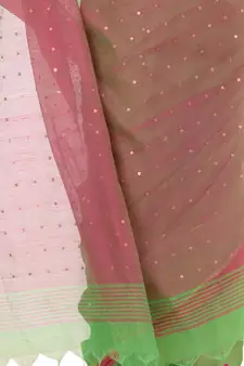 Green hand woven cotton saree with blouse