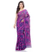 Purple Hand Woven Cotton Saree Without Blouse