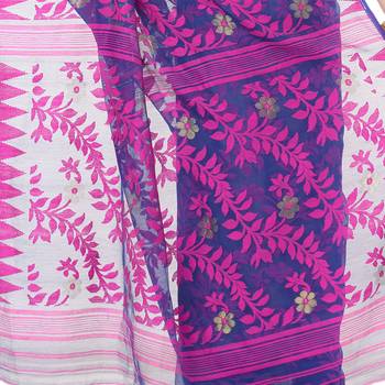 Purple Hand Woven Cotton Saree Without Blouse 4