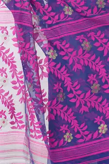Purple Hand Woven Cotton Saree Without Blouse