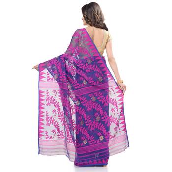Purple Hand Woven Cotton Saree Without Blouse 5