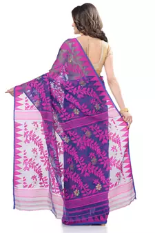 Purple Hand Woven Cotton Saree Without Blouse