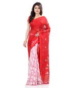 White Hand Woven Cotton Saree Without Blouse
